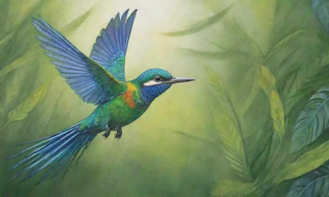 Colibríes en vuelo con colores vibrantes