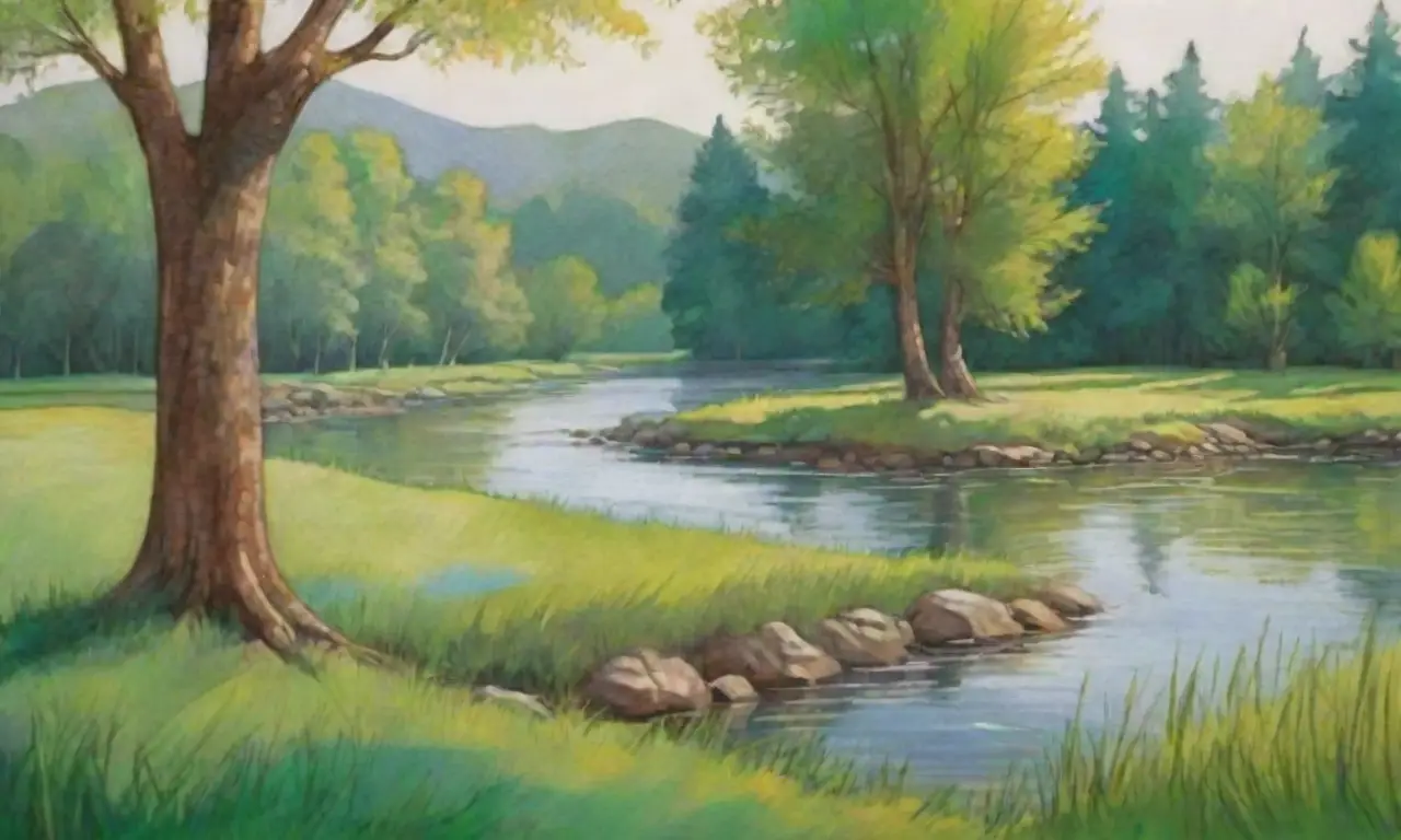 Composición natural vibrante con árboles