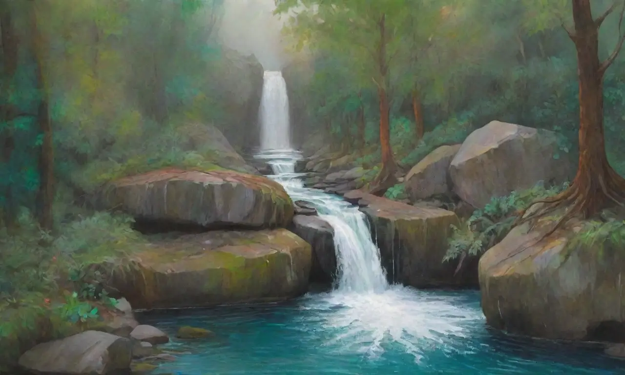 Una jungla vibrante con un jeep aventurero entre cascadas y montañas