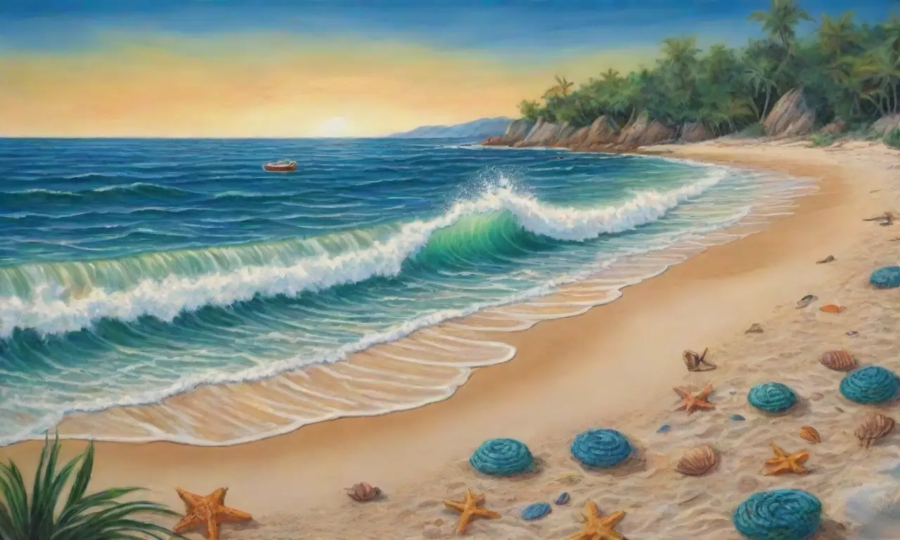 Un paisaje costero vibrante con olas azules
