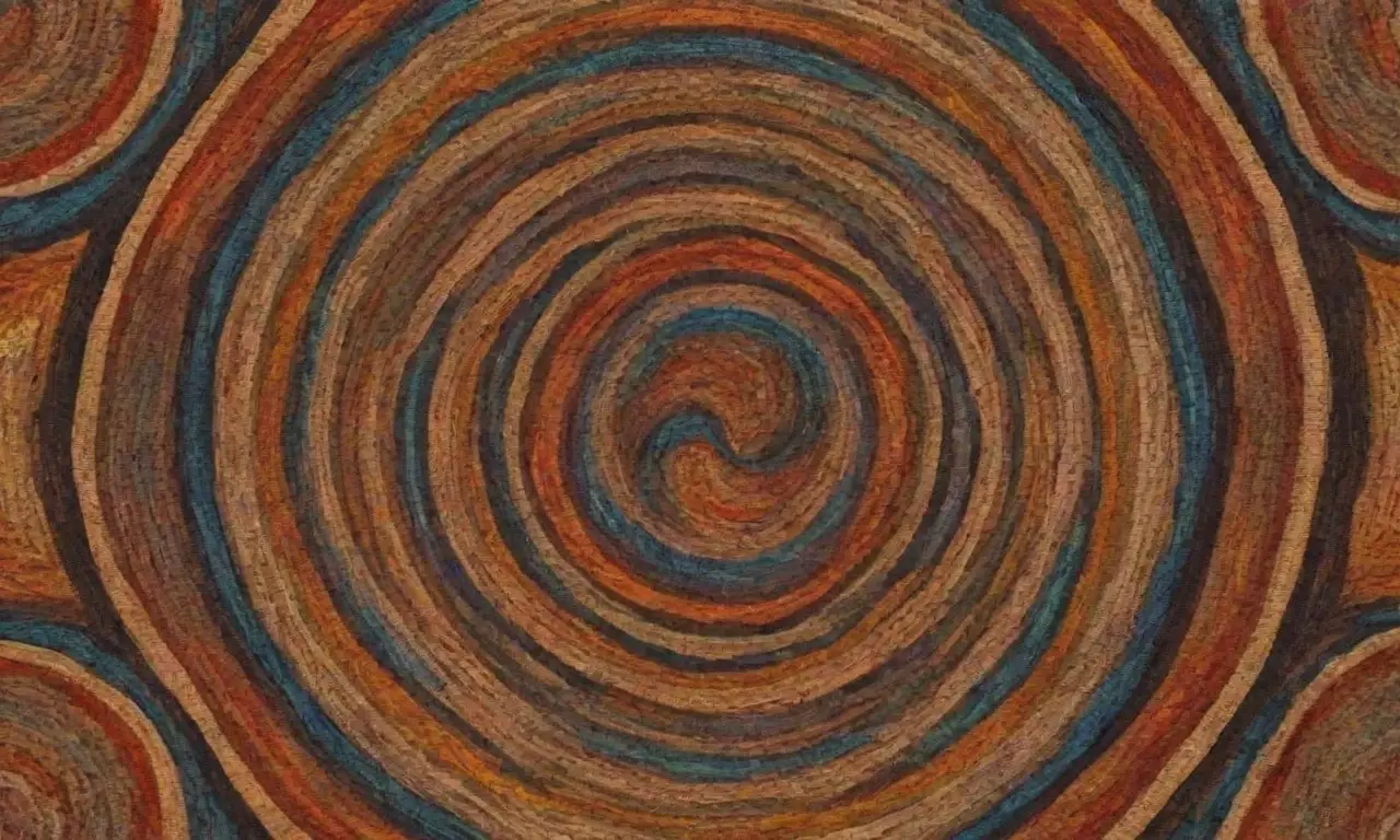 Patrones indígenas vibrantes en colores y formas que evocan movimiento y cultura