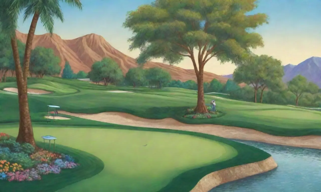 Paisaje de golf con campos verdes