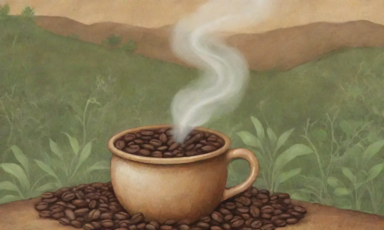Un café dominicano resplandeciente entre sombras y texturas que evoca tradición y conexión cultural
