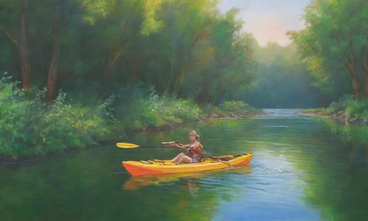 La escena muestra un río rodeado de vegetación vibrante