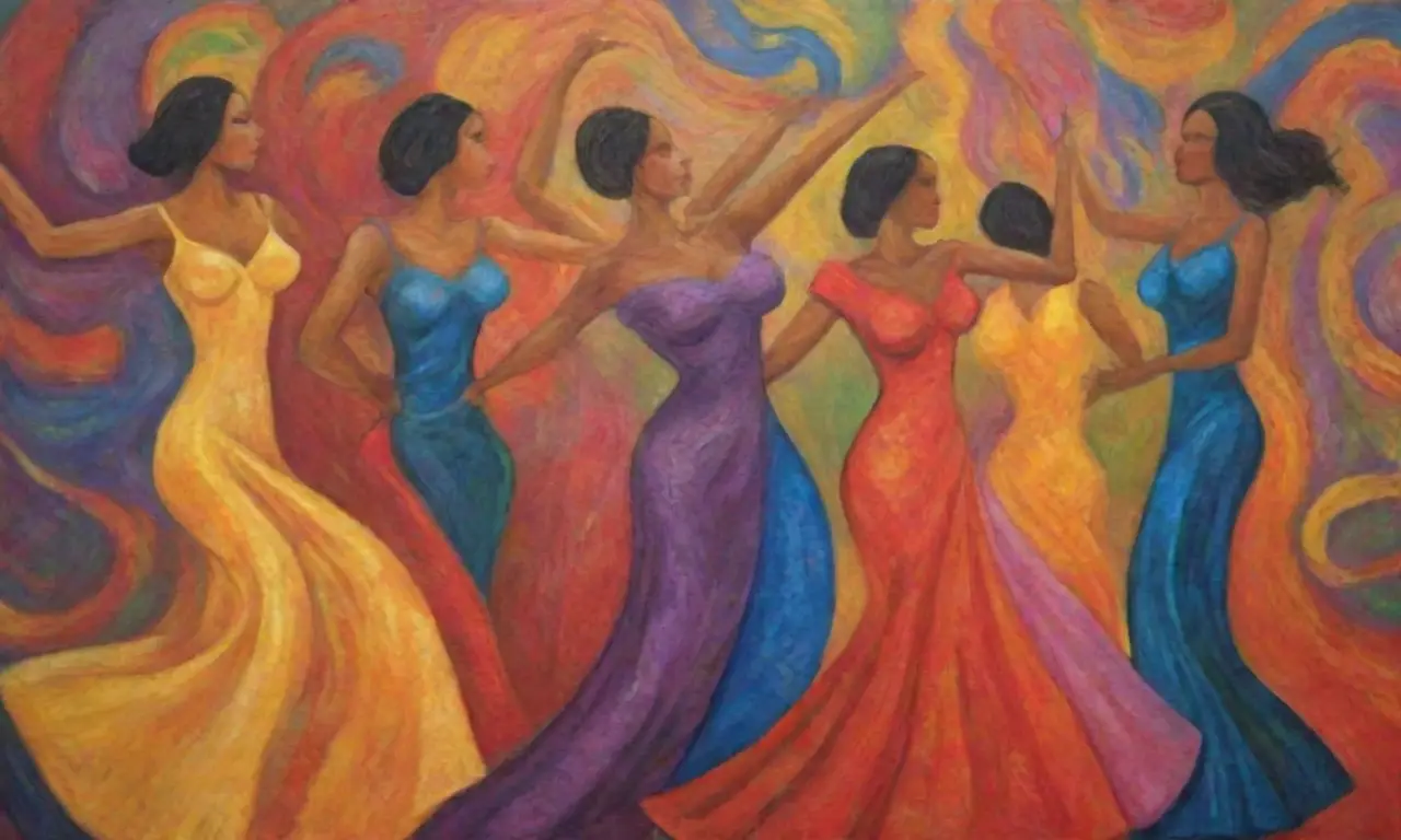 Colores vibrantes y formas fluidas crean una escena mística y equilibrada