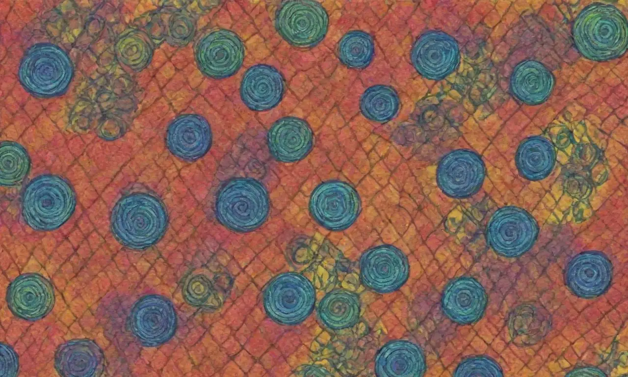 Colores vibrantes y texturas diversas crean una composición dinámica y armoniosa