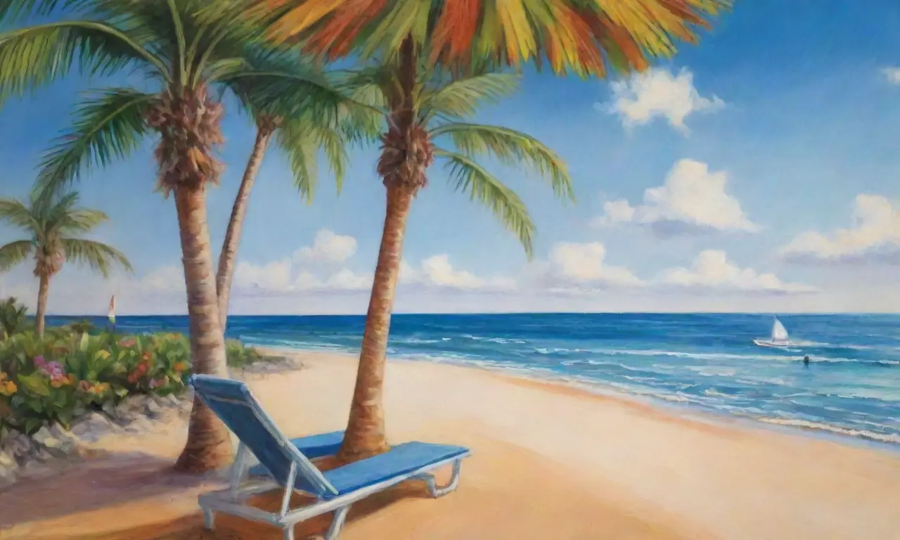 Un paisaje tropical vibrante con cielos azules