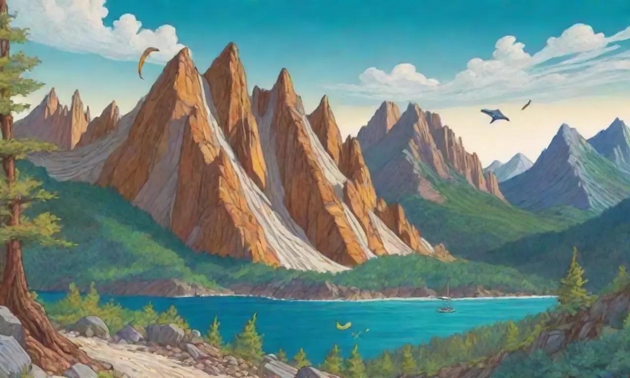 Montañas vibrantes con picos irregulares