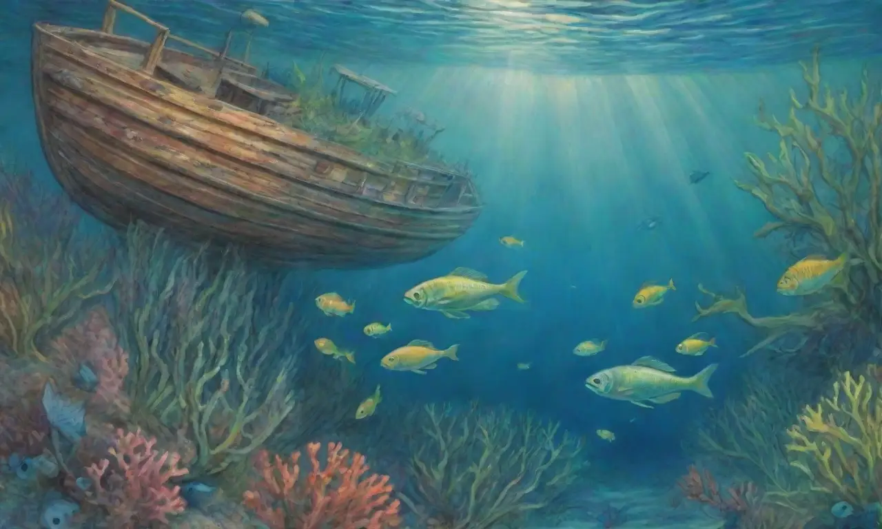 Escena submarina vívida con suaves matices de azul y verde