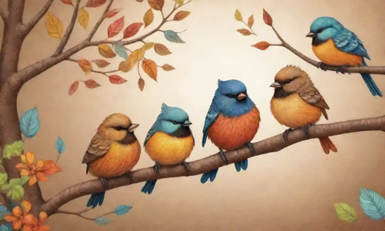 Pájaros vibrantes con plumaje intrincado en un ecosistema armonioso