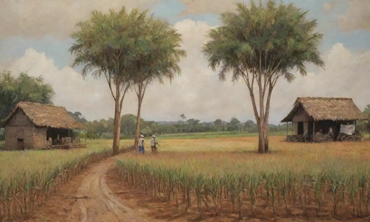 Campos de caña de azúcar se presentan con detalladas sombras