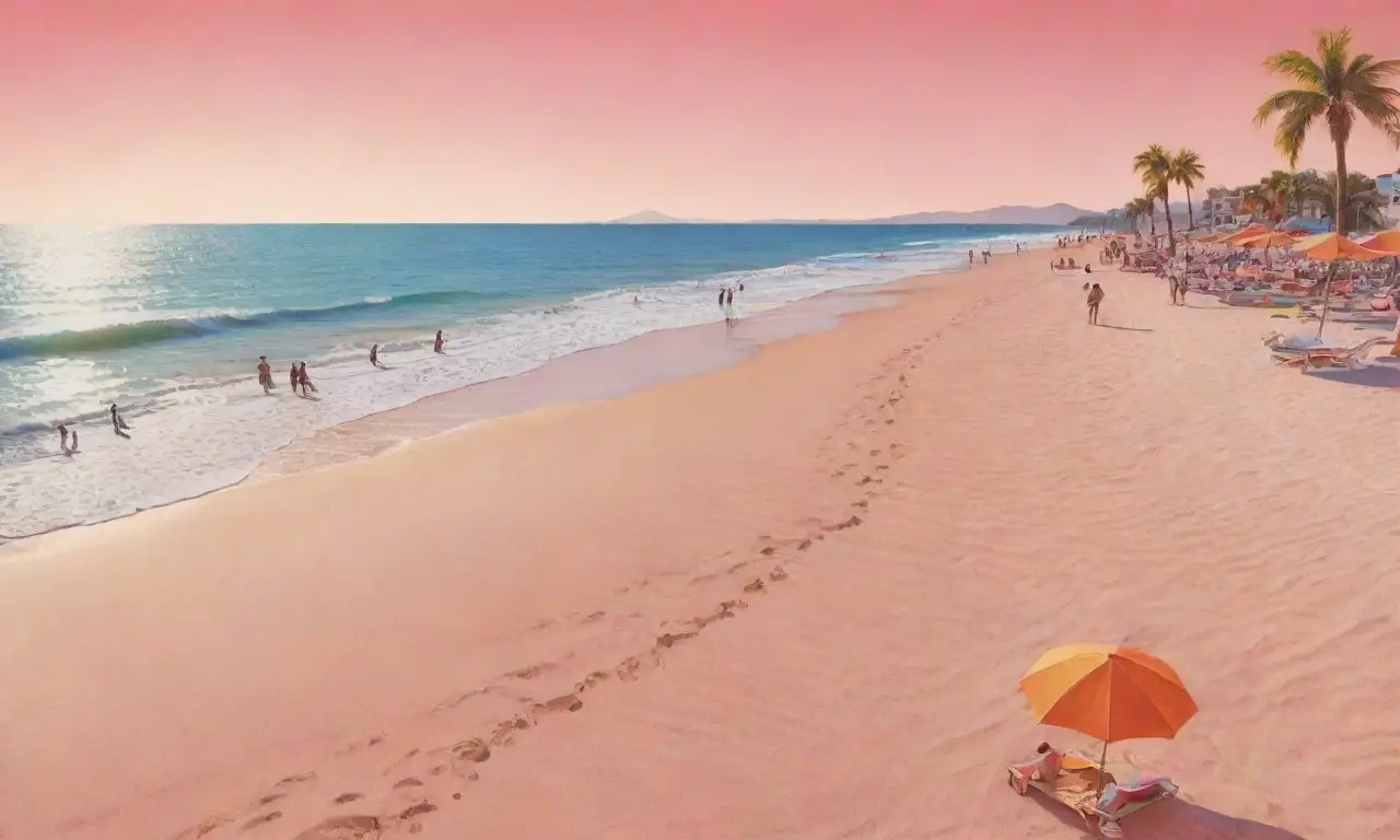 Atardecer vibrante en la playa con risas