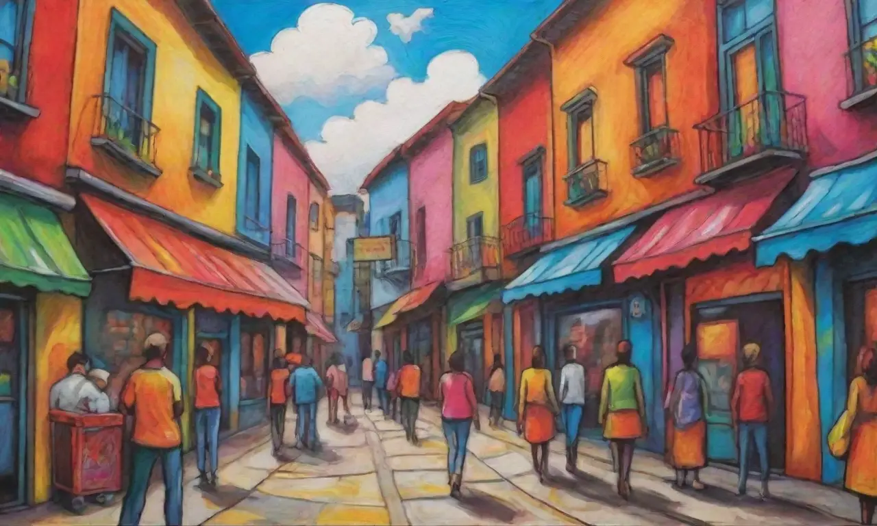 La obra captura la esencia vibrante de la vida a través de colores