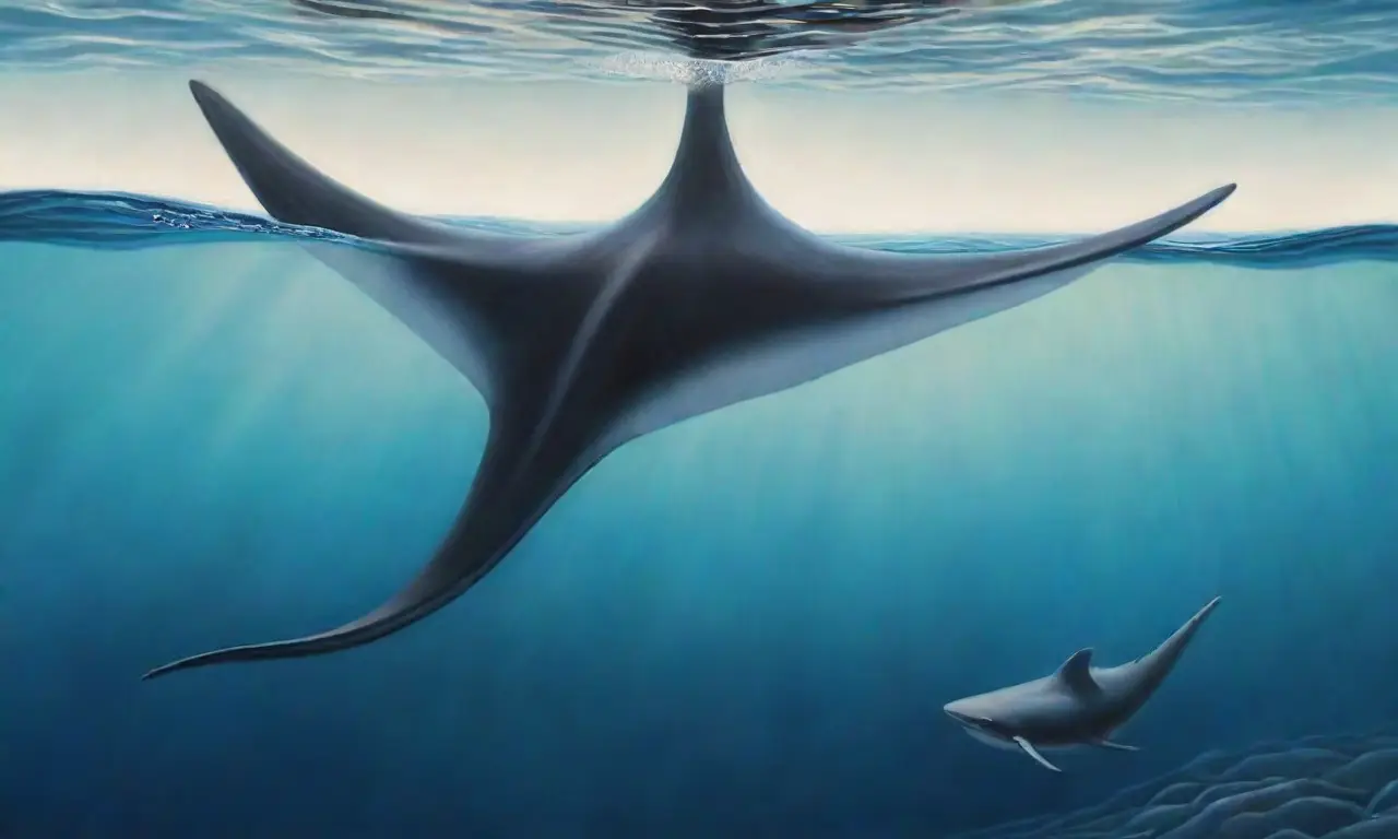 Mantarrayas graceful se deslizan en un ambiente tranquilo con vibrantes azules y texturas marinas