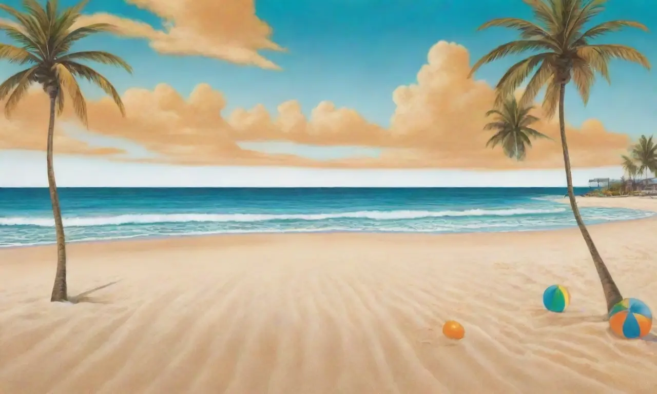 Playa de arena blanca con olas suaves y palmeras