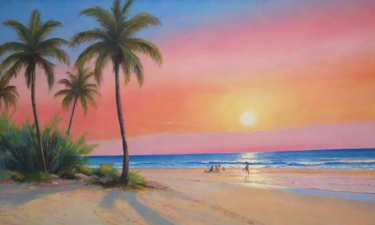 Un paisaje tropical vibrante con olas