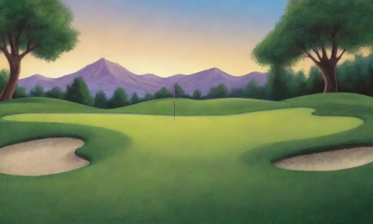 Escena de golf con una combinación de elementos naturales y detalles dinámicos
