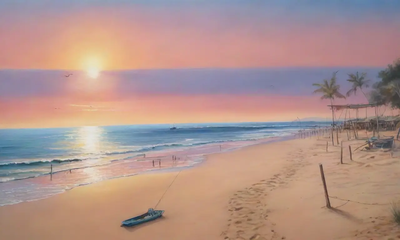 Escena playera vibrante con colores cálidos