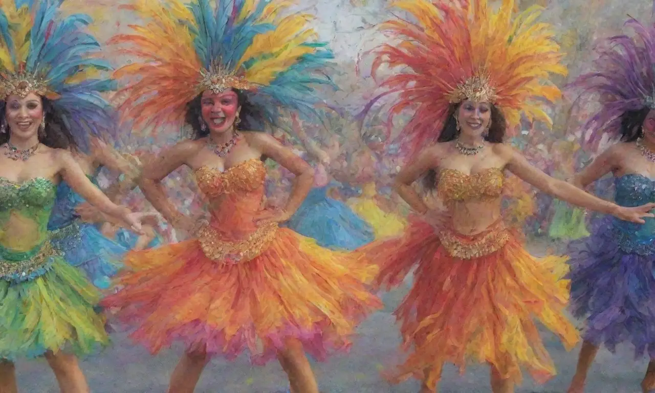 Colores vibrantes y festivos llenan la escena de alegría y energía