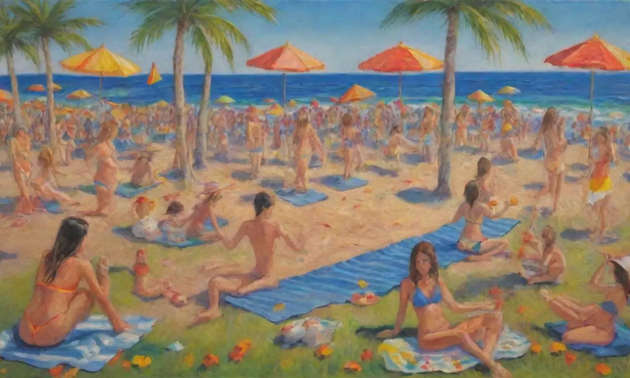 Un día vibrante en la playa con sol
