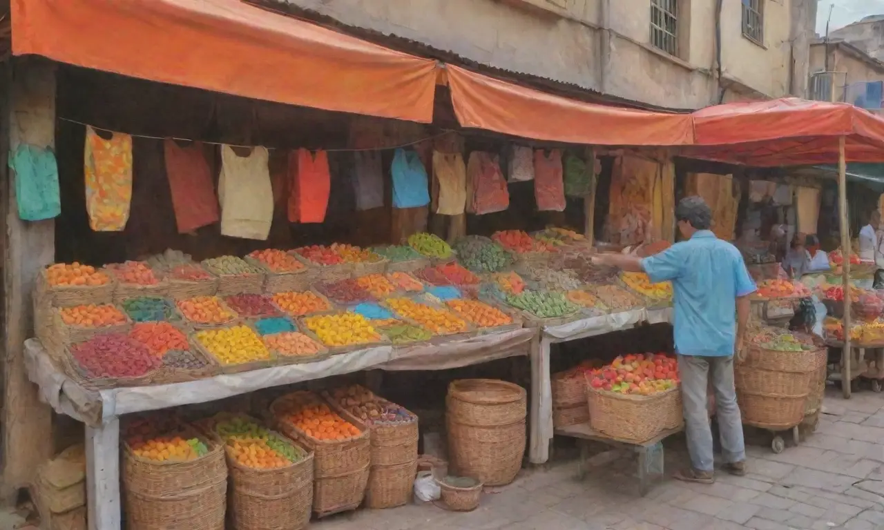 Un mercado vibrante lleno de colores