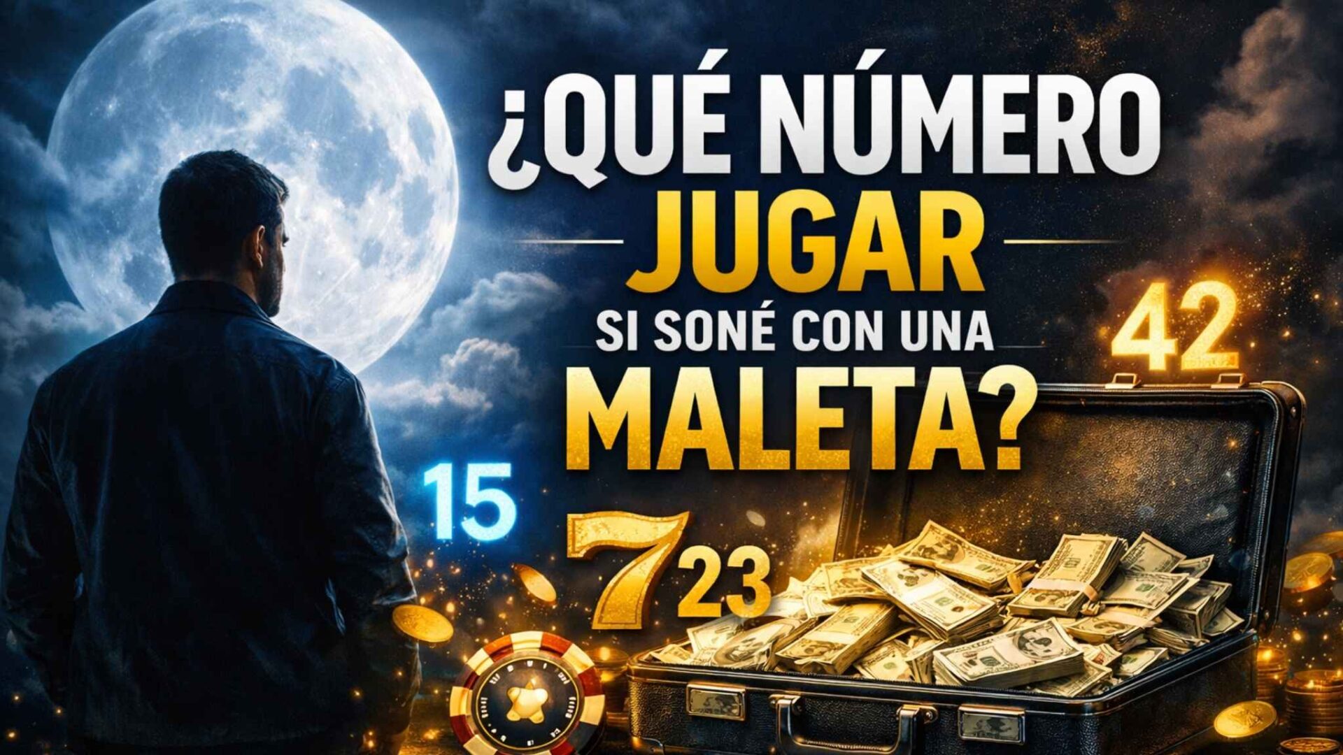 Qué número jugar si soñé con una maleta, imagen misteriosa con maleta iluminada y números de la suerte