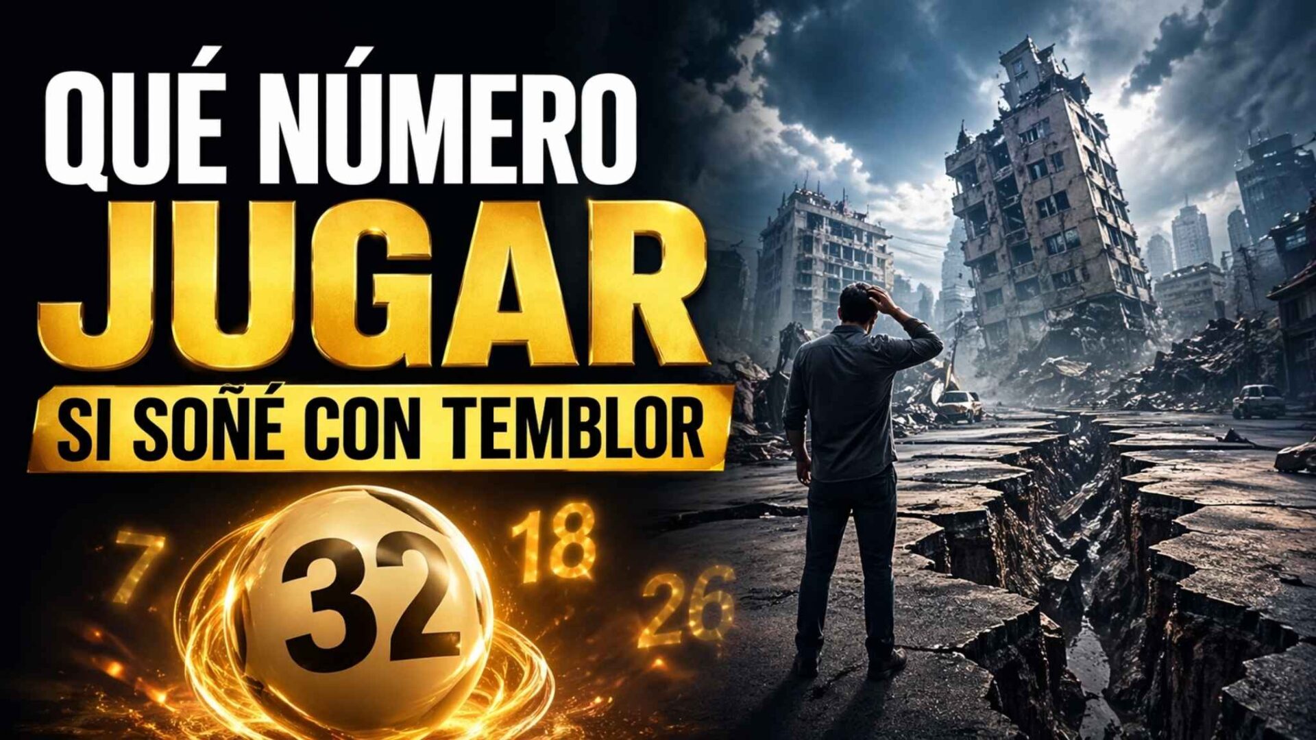 Qué número jugar si soñé con temblor escena impactante con números brillantes y ambiente misterioso